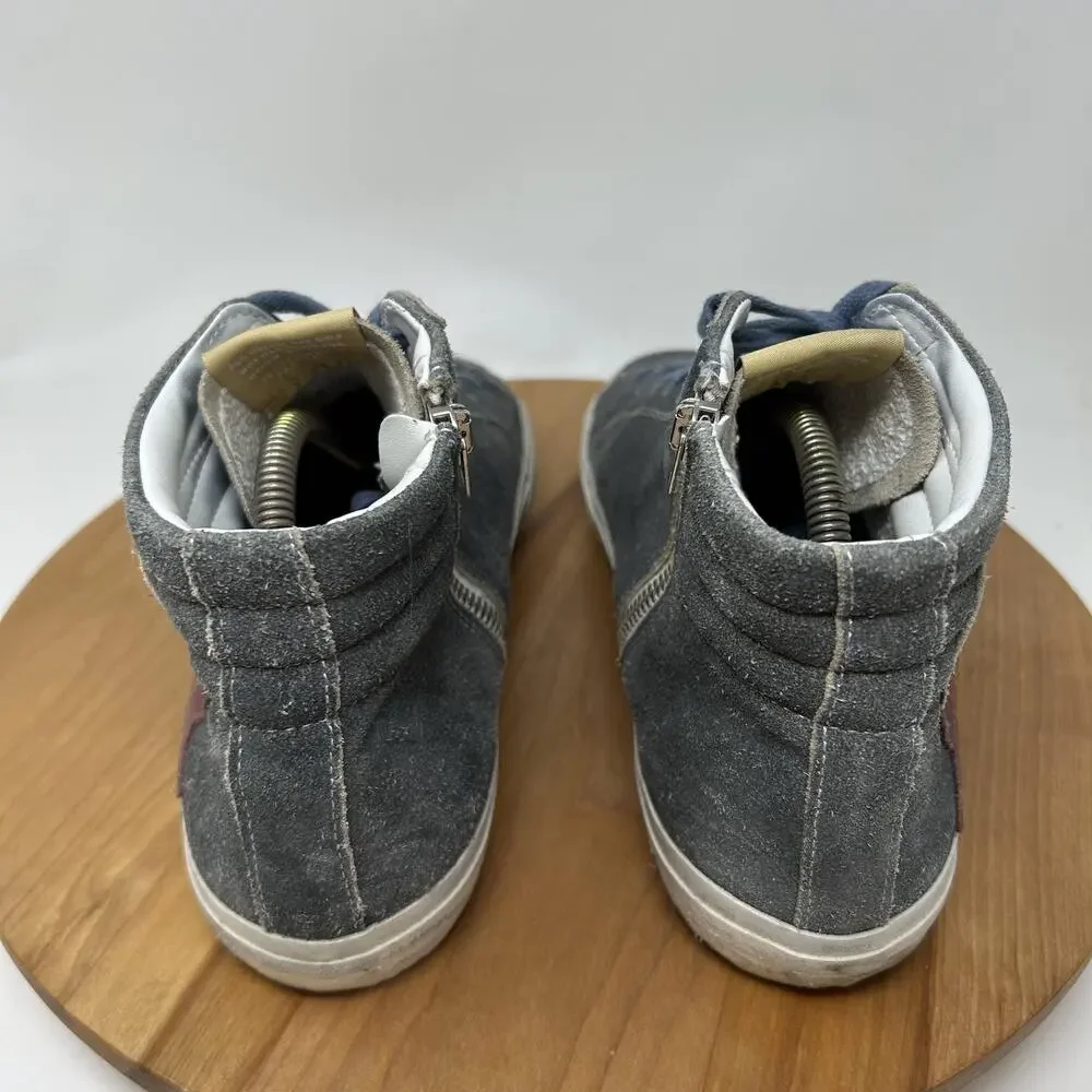 Golden Goose Shoes Mens 9 Slide Gray Suede High Top Zip Sneakers Italy Luxury